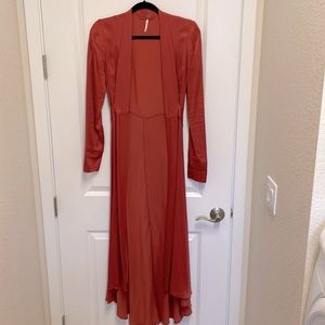 Free people silk duster with tie back
